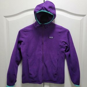 Patagonia Girl's Hoodie Sweater Full-Zip Purple Medium Fleece Hooded Jacket Sz M